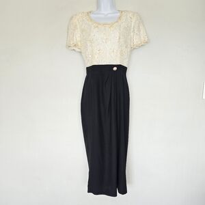 Liz Claiborne Vintage Gown Sz 6 Dress Beaded Lace Formal Old Money‎ Elegant Glam